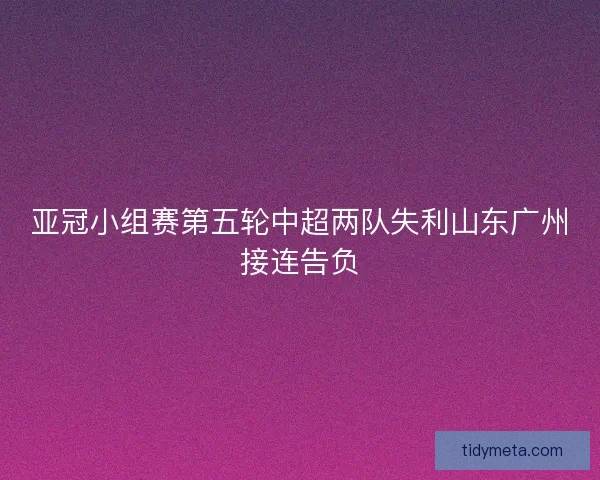 亚冠小组赛第五轮中超两队失利山东广州接连告负
