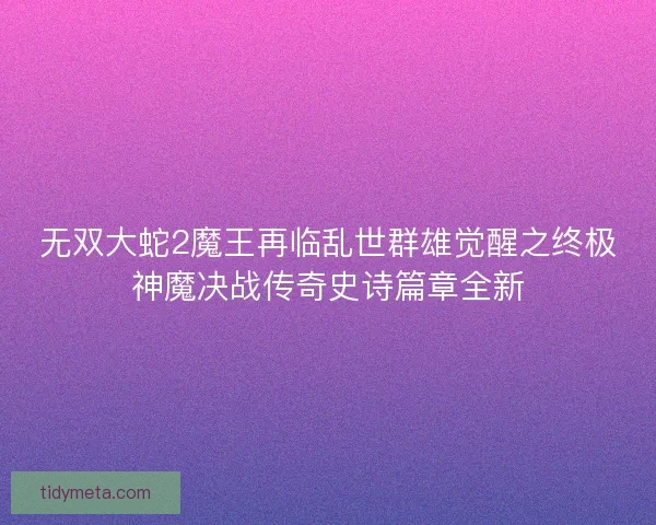 无双大蛇2魔王再临乱世群雄觉醒之终极神魔决战传奇史诗篇章全新